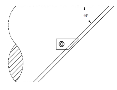 Angled Type - A 45° cut screen assembly for angled duct or pipe terminations, secured with a threaded fastener through the mesh face. Airflow orientation should be confirmed before final tightening 